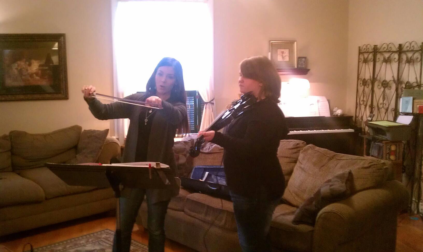 Leah's violin instructor & Leah