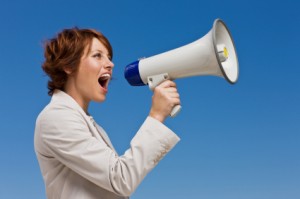 Woman holding megaphone
