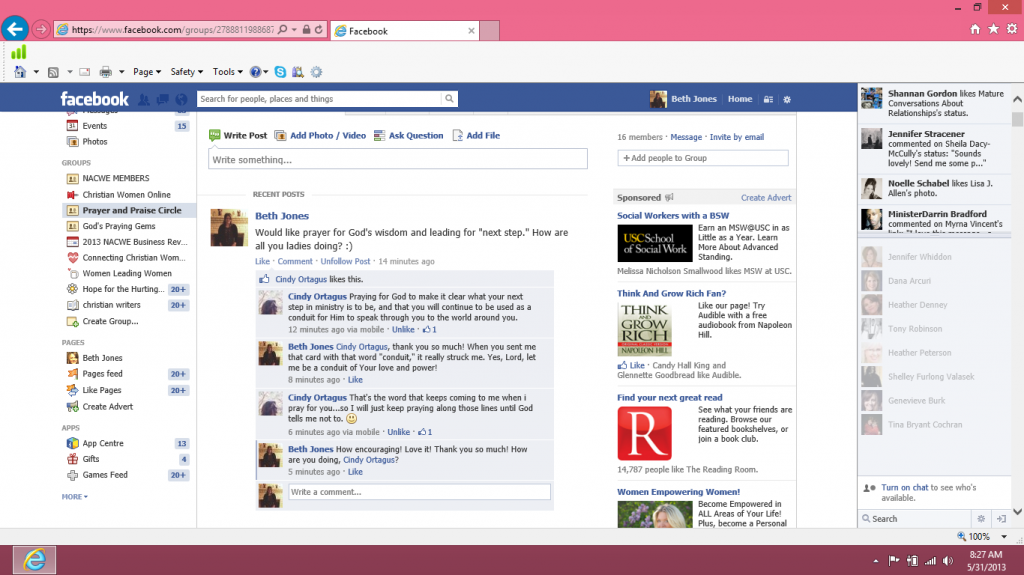 Cindy's comment about me as a conduit