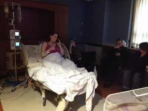 Eden on phone during labor