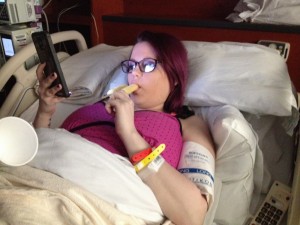 Eden eating popsicle during labor
