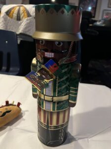Tin soldier that held the chocolate truffles, from Amazon