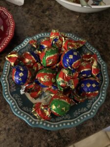 Chocolate truffles from Amazon in a tin soldier--so good!
